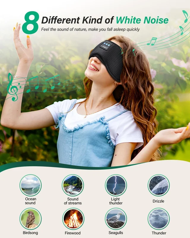 White Noise Bluetooth Sleep Mask: Eight built-in sound choices