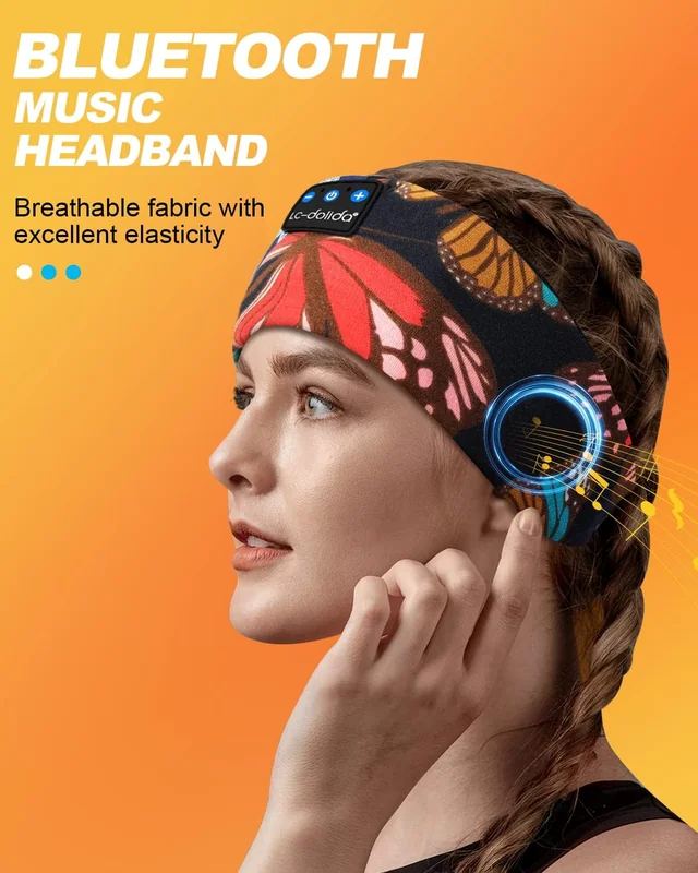 Artistic Butterfly Bluetooth Headband: Speaker position and stretch fabric